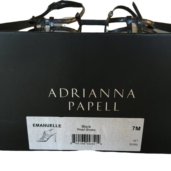 Heels Sandals Black Snake Leather Emmanuelle Art Deco Adrianna Papell Women’s 7 - Picture 9 of 11
